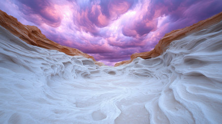 Dramatic clouds over snowy landscapeの素材