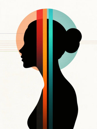 Colorful abstract profile silhouetteの素材