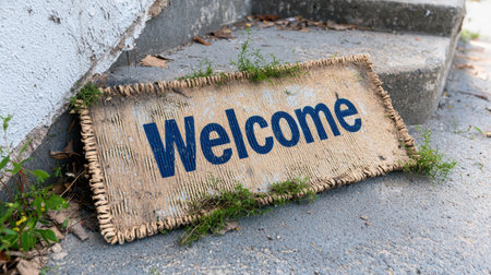 Welcoming sign on the groundの素材