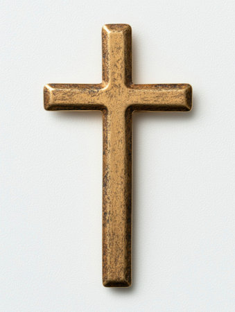 Rustic metal cross on white backgroundの素材