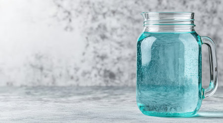 Refreshing blue drink in a glass jarの素材