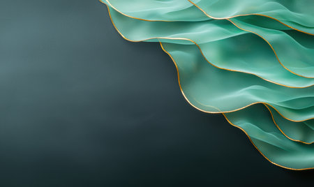 Flowing emerald and gold abstract backgroundの素材