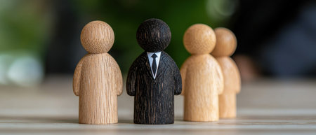 Wooden figurines representing business professionalsの素材