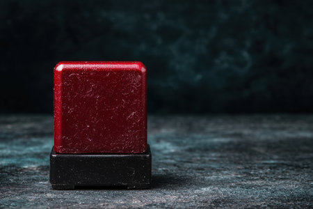 Vibrant red soap bar on dark backgroundの素材