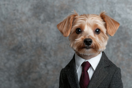 Adorable dog in business attireの素材
