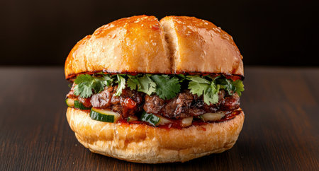 Delicious Beef Burger with Fresh Vegetablesの素材