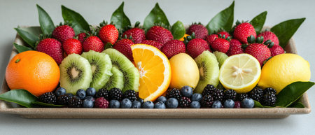 Assortment of fresh fruits and berriesの素材