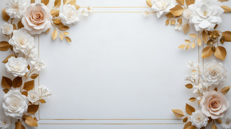 elegant floral frame with golden leavesの素材