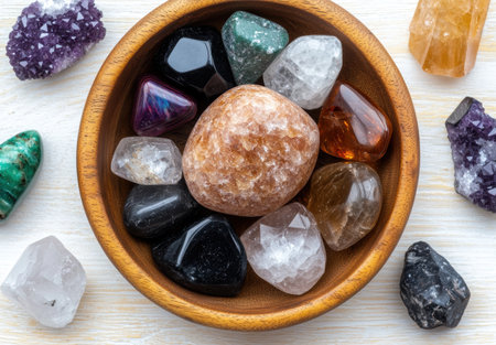 Assortment of natural crystals and gemstonesの素材