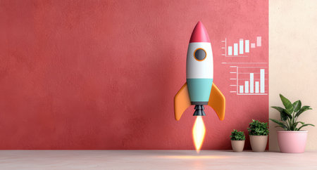 Rocket launch startup business growth conceptの素材