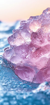 Sparkling amethyst crystals in waterの素材