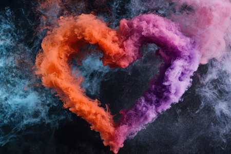 Colorful smoke heart shapeの素材