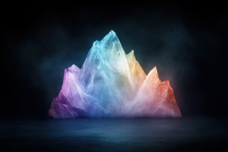 Glowing crystal mountain landscapeの素材