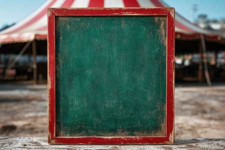 vintage chalkboard frame with circus tent in backgroundの素材