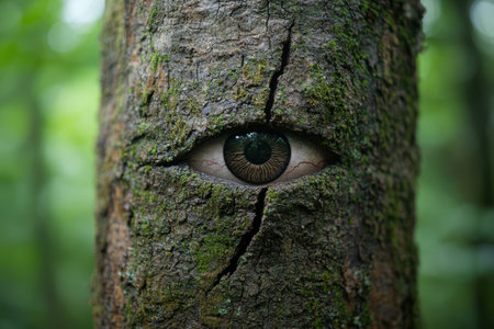 Mysterious eye in tree barkの素材