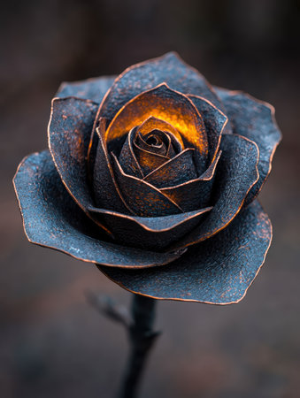 Dramatic dark rose with vibrant orange centerの素材