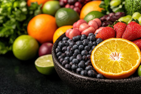 Assortment of fresh, colorful fruitsの素材