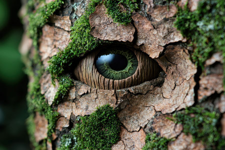 Mysterious eye in tree barkの素材