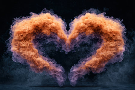 Fiery heart-shaped smoke formationの素材