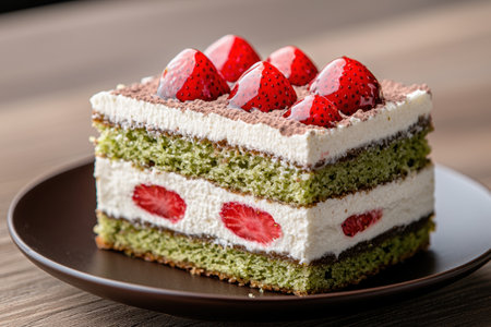 delicious layered cake with fresh strawberriesの素材