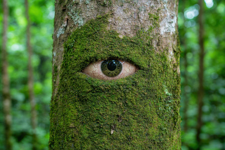 Mysterious eye in the forestの素材