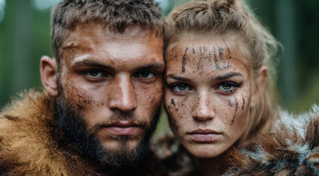 Rugged couple in the wildernessの素材