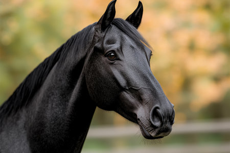 close up portrait of a majestic black horseの素材