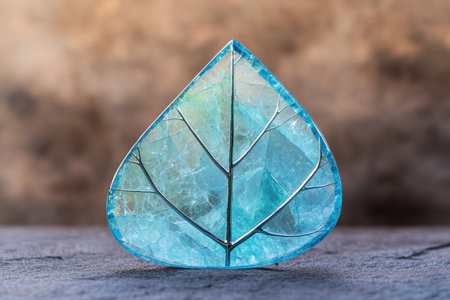 Translucent blue glass leaf sculptureの素材