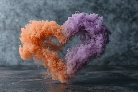 Colorful smoke explosion on dark backgroundの素材