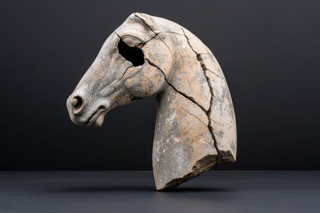 Cracked stone horse head sculptureの素材