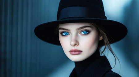 Mysterious woman in black hatの素材