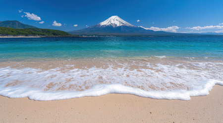 Stunning view of a mountain and the beachの素材