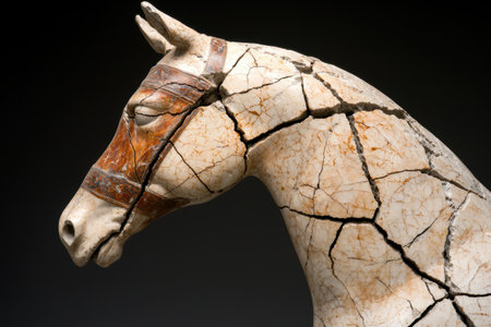 Cracked stone horse head sculptureの素材