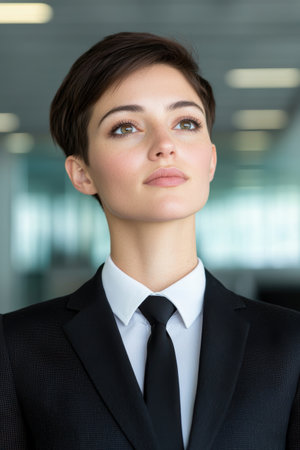 Confident business professional with serious expressionの素材