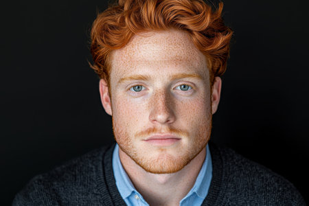 Handsome young man with red hair and frecklesの素材