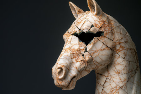 Cracked marble horse head sculptureの素材