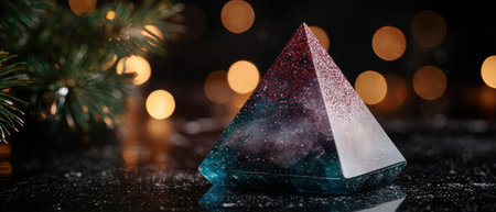 Sparkling holiday ornament with festive lightsの素材