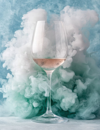 Mysterious glass of wine surrounded by smokeの素材