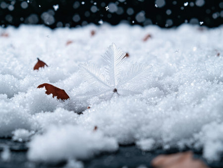 Delicate ice crystal in snowy landscapeの素材
