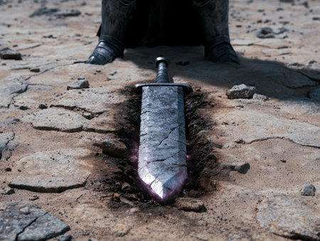 Mysterious sword embedded in the groundの素材