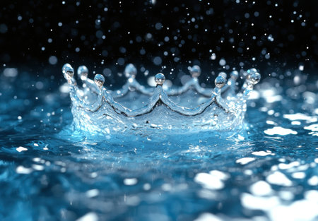 Frozen water splash with sparkling dropletsの素材