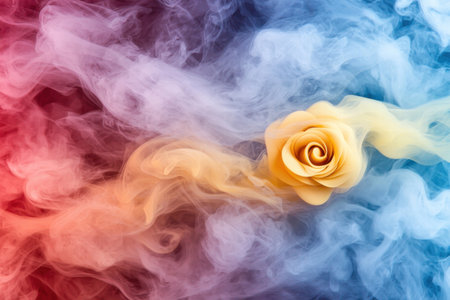 Colorful smoke and rose flowerの素材