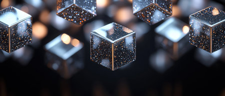 Sparkling geometric shapes in the darkの素材