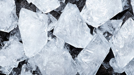 Transparent ice crystals in a frozen landscapeの素材