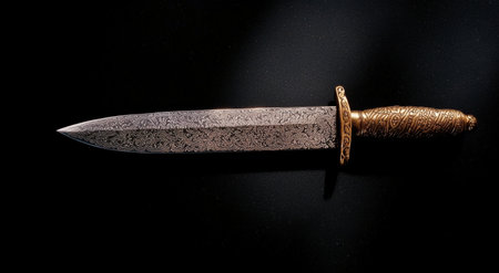 Ornate Dagger on Black Backgroundの素材