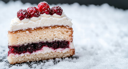 Delicious winter cake with fresh raspberriesの素材