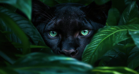 Mysterious black panther in the jungleの素材