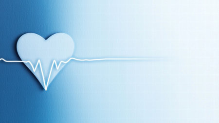 heart health medical symbol on blue backgroundの素材