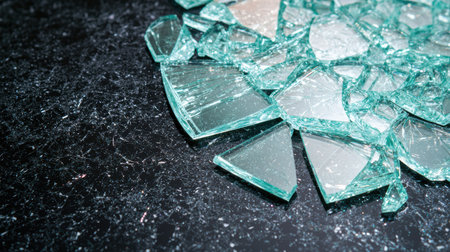 Shattered glass on a dark surfaceの素材