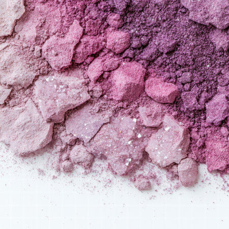 Crushed pink cosmetic powder with crystalsの素材